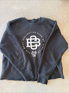 League Cozy Black Crewneck Sweatshirt with White Graphic